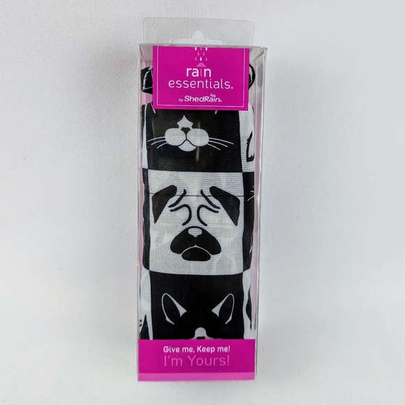 ShedRain Mini Manual Fold Umbrella Cats Dogs Print Lightweight Black White NWT - Picture 8 of 12